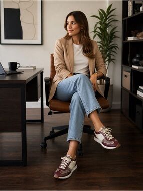 Cole Haan Burgundy and White Leather Sneakers